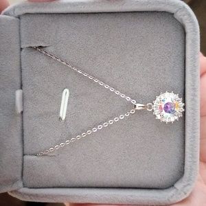 Sterling silver moissanite AB color necklace and pendant